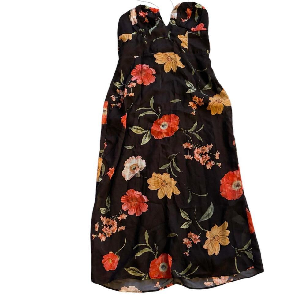 Urban Outfitters Black Sweetheart Top Summer Floral Dress Thin Halter